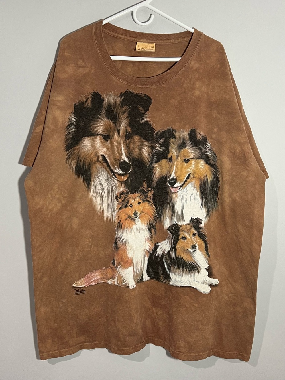 Vintage 2000 The Mountain Shetland Sheepdogs Shelties Dog Brown T-Shirt Mens 3XL